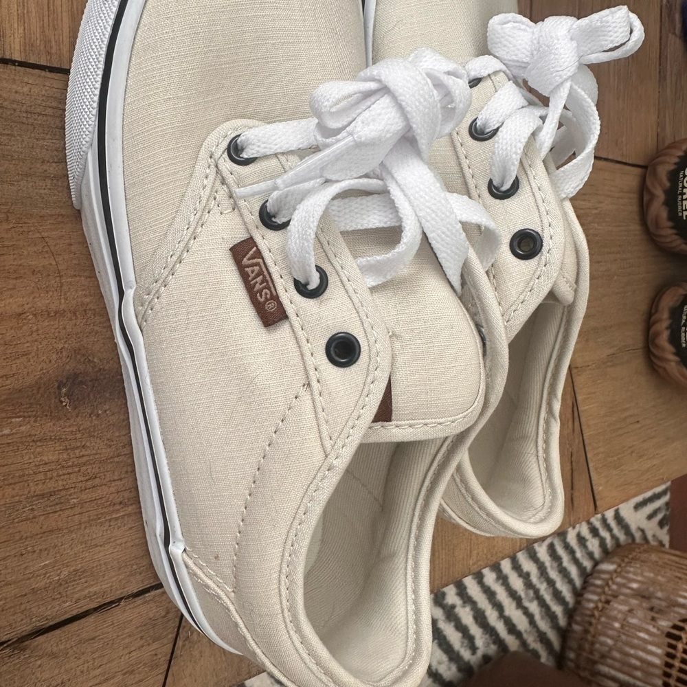 Vans Cream Canvas Sneakers Low-Top Casual
